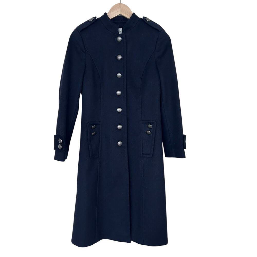 Ann Taylor Loft Black Wool Long Peacoat Sz 2P